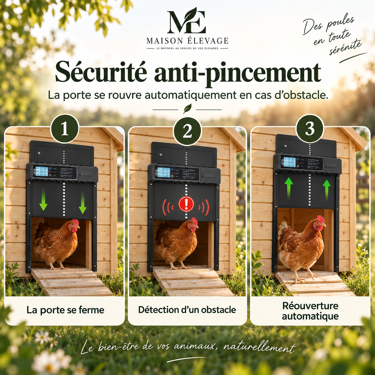 Porte automatique de poulailler solaire — télécommande, expédiée de France