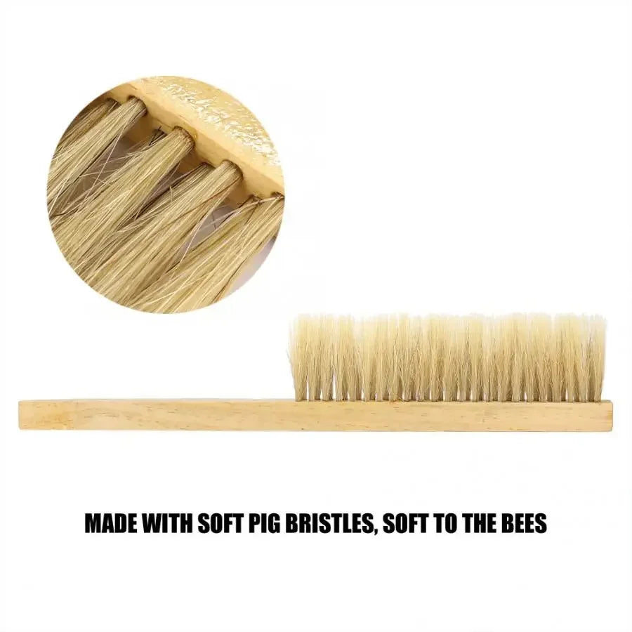 Brosse à abeilles en crin de cheval — deux rangées, manche bois