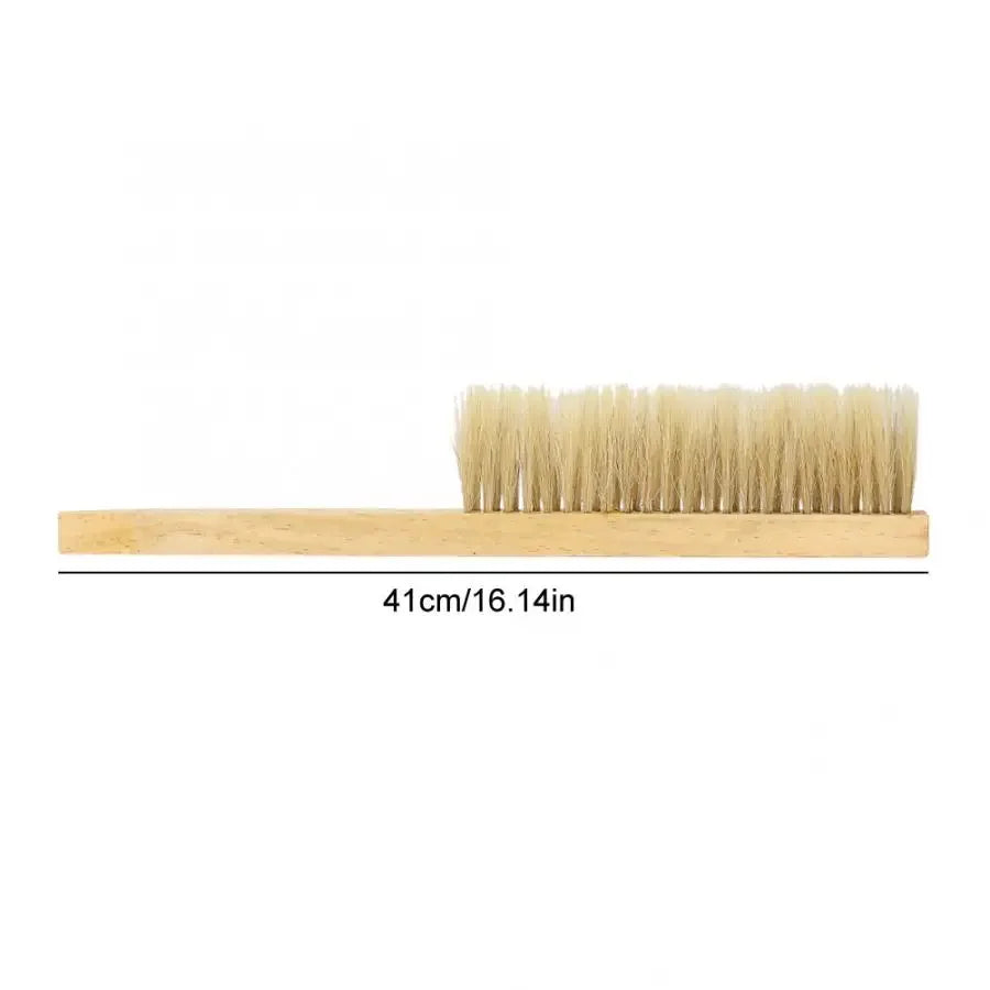 Brosse à abeilles en crin de cheval — deux rangées, manche bois