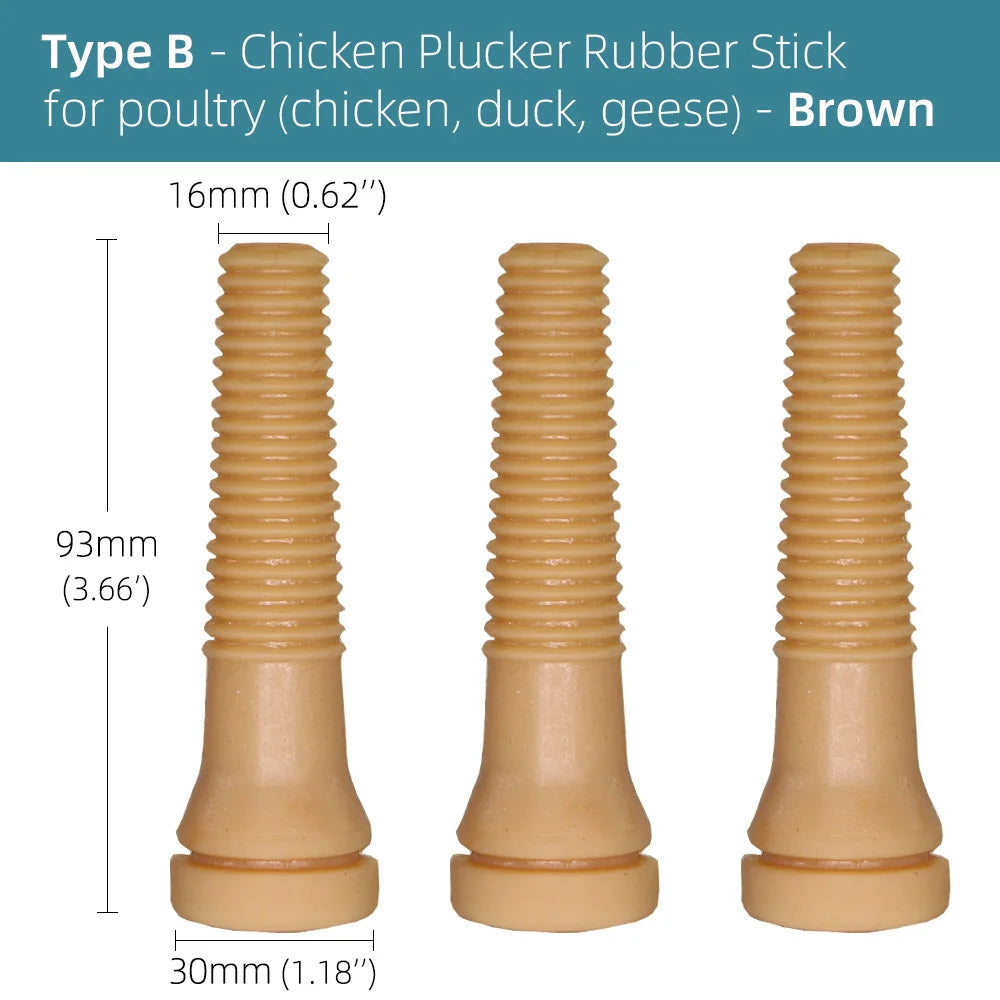 Doigts de plumeuse en caoutchouc naturel — 62 à 93 mm, lots de 20 à 100