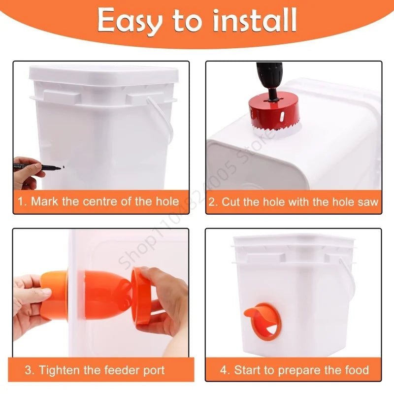 Kit de mangeoires à gravité anti-gaspillage pour seau — lot de 4