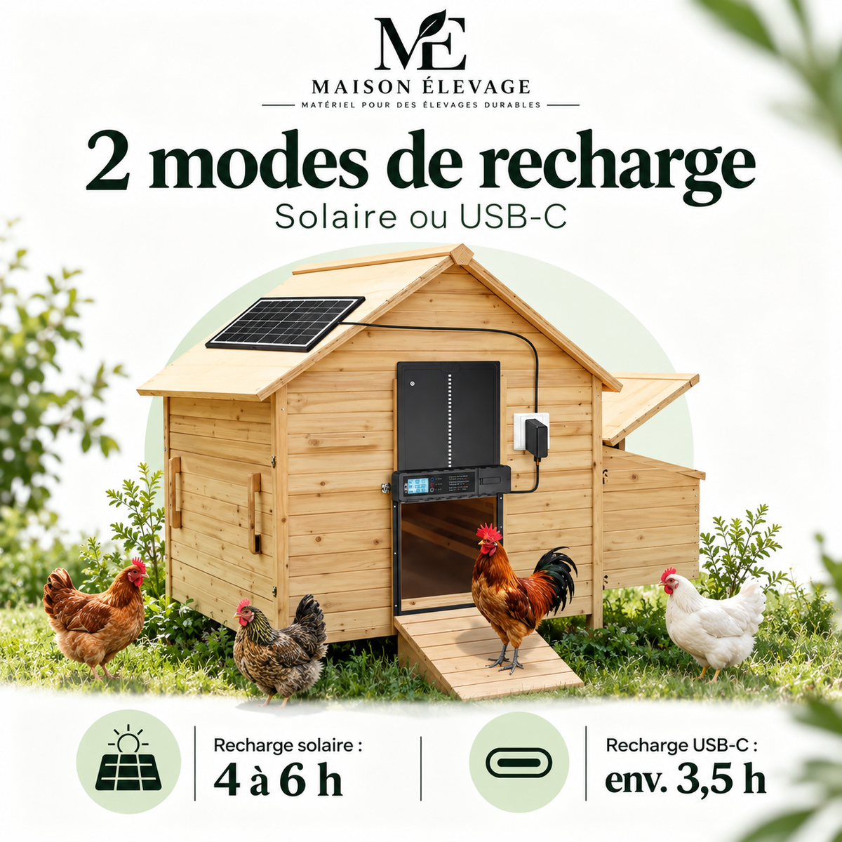 Porte automatique de poulailler solaire — télécommande, expédiée de France